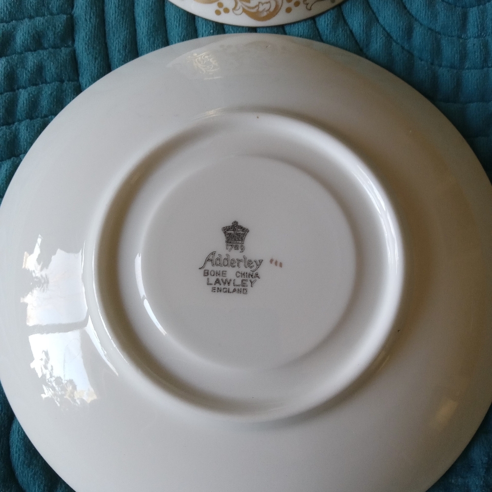 Vintage Royal Adderley 1789 Bone China Lawley Aqua Blue & Gold Cup & Saucer Set - Picture 7 of 12